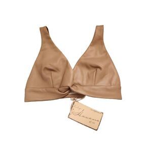 Vintage Havana faux leather toffee bra top NWT size small